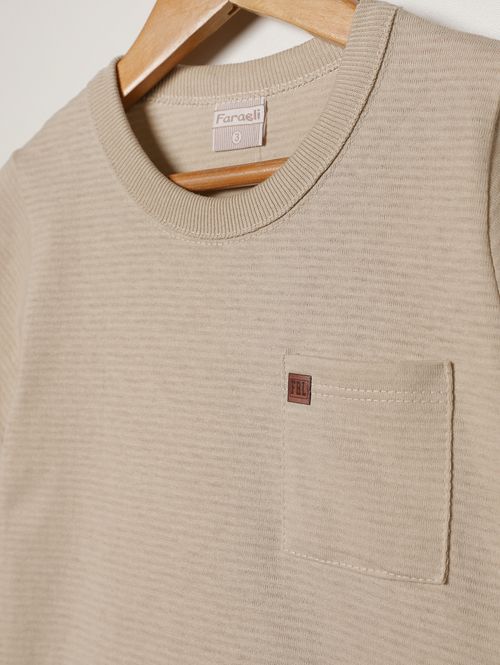 Camiseta Manga Curta Infantil Para Menino - BEGE