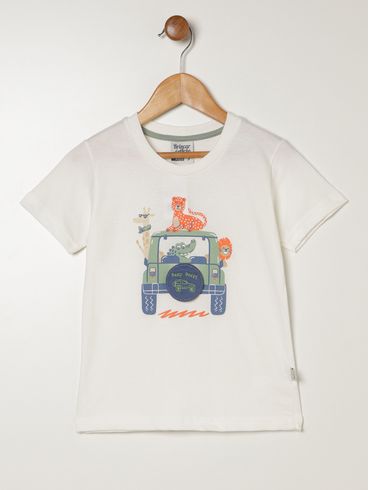 Camiseta Manga Curta Infantil Para Menino - NATURAL