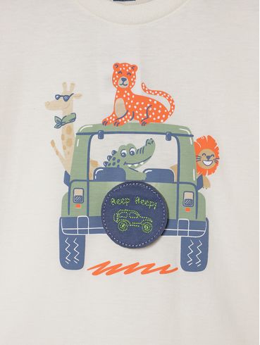 Camiseta Manga Curta Infantil Para Menino - NATURAL