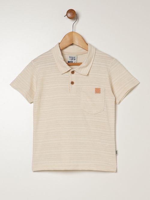 Polo Manga Curta Infantil Para Menino - CREME