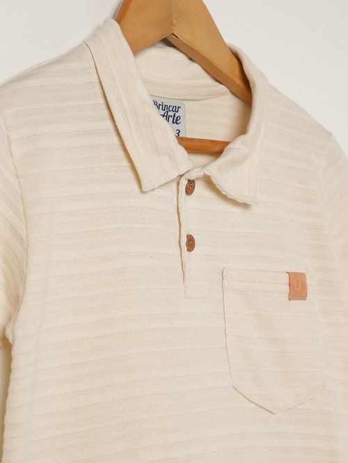 Polo Manga Curta Infantil Para Menino - CREME