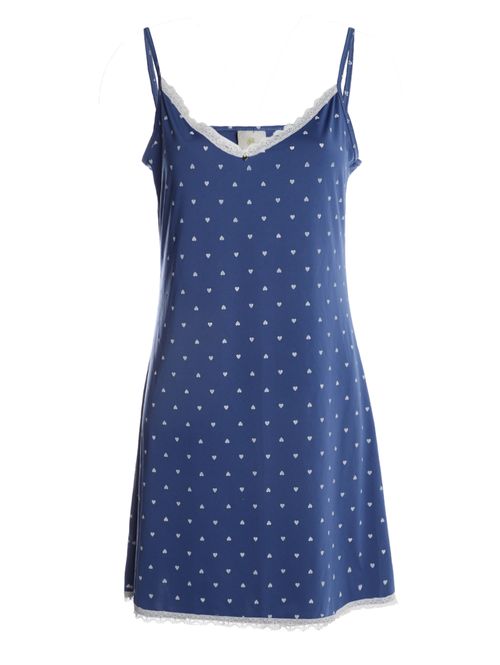 Camisola Liganete Com Renda Feminina AZUL