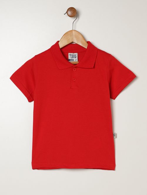 Polo Malha Manga Curta Infantil Para Menino - VERMELHO