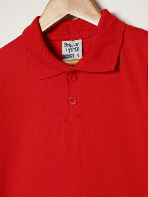 Polo Malha Manga Curta Infantil Para Menino - VERMELHO