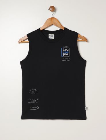 Camiseta Regata Juvenil Para Menino - PRETO