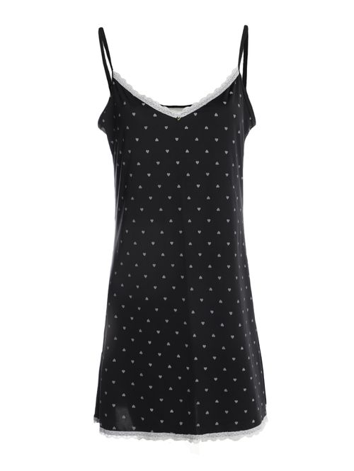 Camisola Liganete Com Renda Feminina PRETO