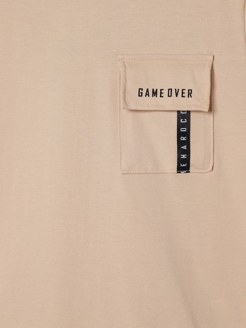 Camiseta Manga Curta Juvenil Para Menino - BEGE