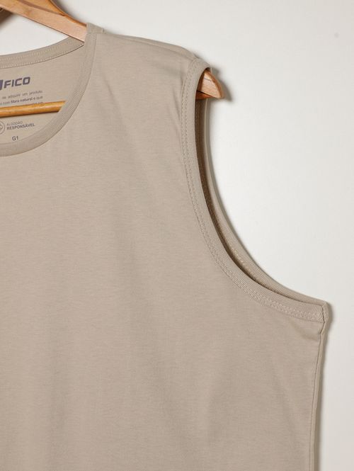 Camiseta Regata Básica Plus Size Masculina BEGE