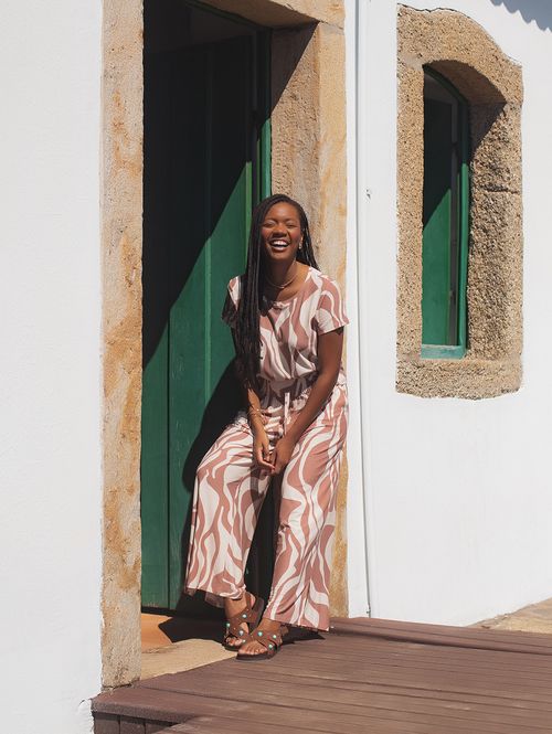 Calça Malha Crepe Wide leg Autentique Feminina BEGE