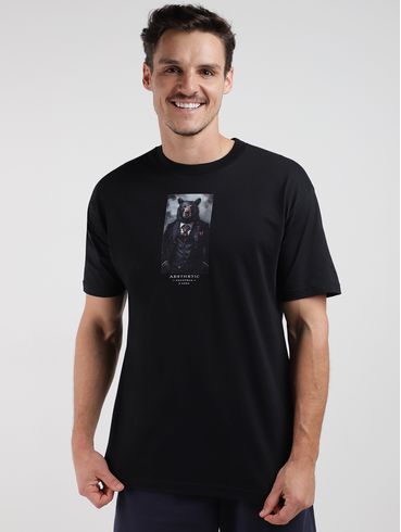 Camiseta Estampada Manga Curta Masculina PRETO