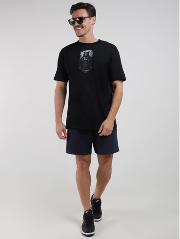 Camiseta Estampada Manga Curta Masculina PRETO