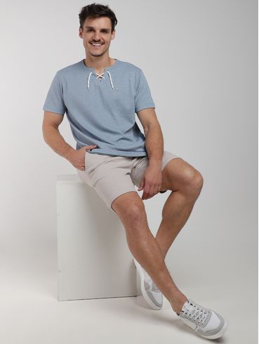 Camiseta Bata Manga Curta Masculina AZUL CLARO