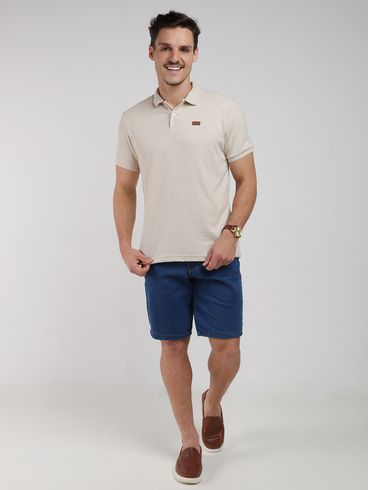 Polo Malhão Rústico Manga Curta Masculina AREIA