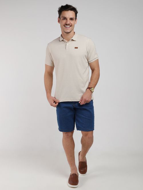 Polo Malhão Rústico Manga Curta Masculina AREIA