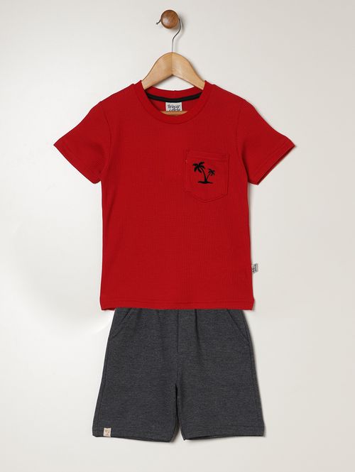 Conjunto Moletinho Curto Infantil Para Menino - VERMELHO