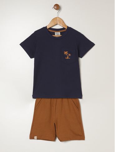 Conjunto Moletinho Curto Infantil Para Menino - MARINHO