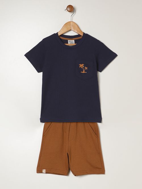 Conjunto Moletinho Curto Infantil Para Menino - MARINHO