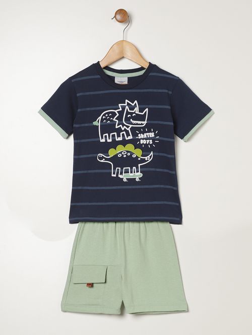 Conjunto Curto Dino Infantil Para Menino - MARINHO