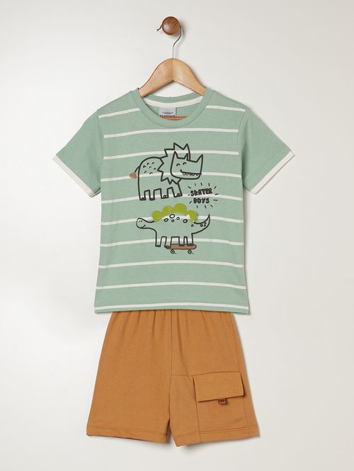 Conjunto Curto Dino Infantil Para Menino - VERDE