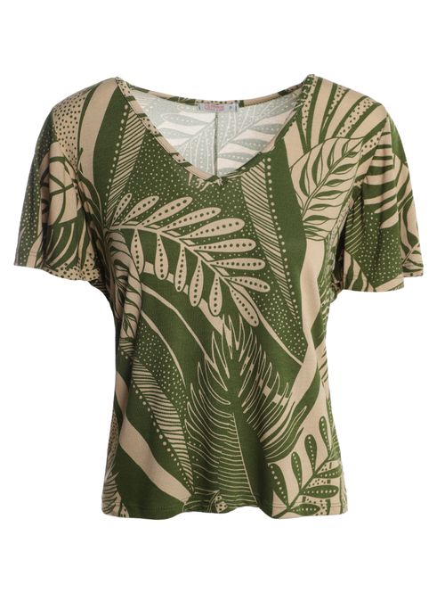 Blusa Malha Marrocos Manga Godê Feminina VERDE