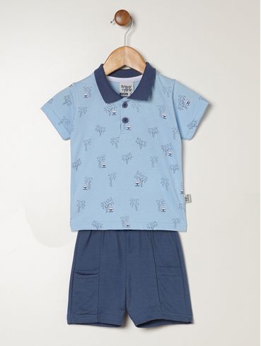 Conjunto Curto Infantil Para Bebê - AZUL