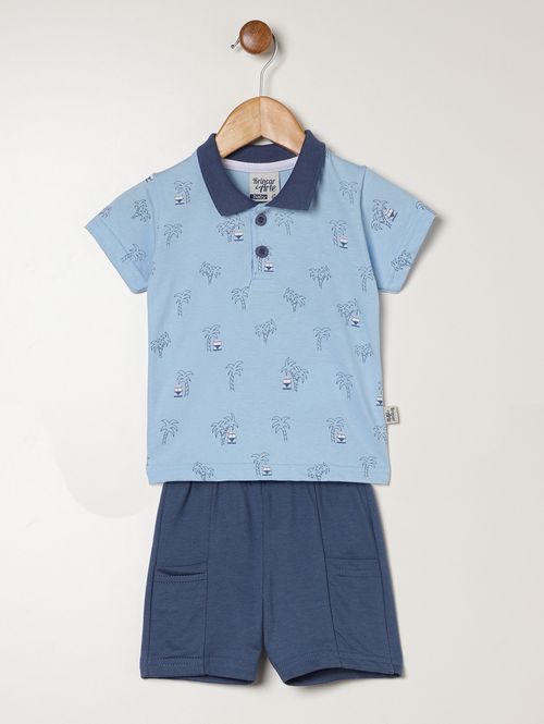 Conjunto Curto Infantil Para Bebê - AZUL