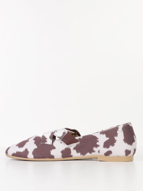Sapatilha Cow Print Moleca Feminina OFF WHITE/MARROM