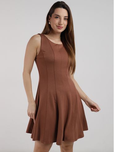 Vestido Mini Franzido Eagle Rock Feminino MARROM
