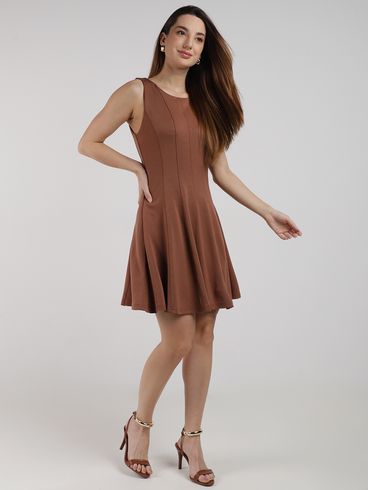 Vestido Mini Franzido Eagle Rock Feminino MARROM