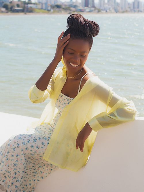 Camisa Transparência Martingale Feminina AMARELO