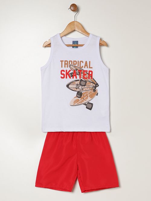 Conjunto Curto Infantil Para Menino - BRANCO