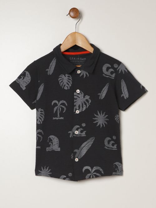 Camisa Estampada Infantil Para Menino - PRETO
