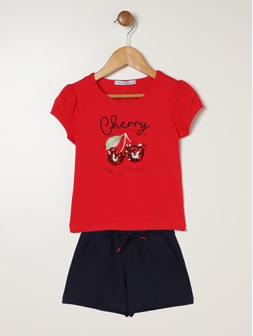 Conjunto Curto Infantil Para Menina - VERMELHO