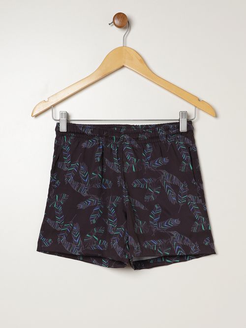 Bermuda Estampada Juvenil Para Menino - PRETO