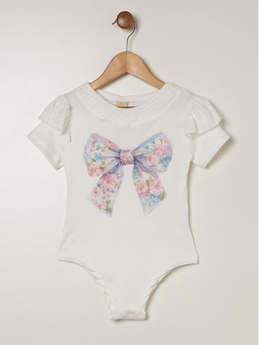 Body Laço Infantil Para Menina - OFF WHITE