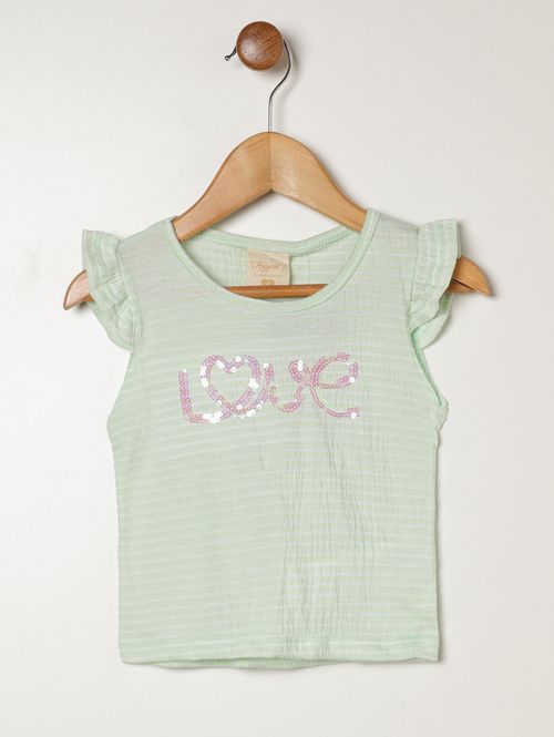 Blusa Manga Curta Infantil Para Menina - VERDE