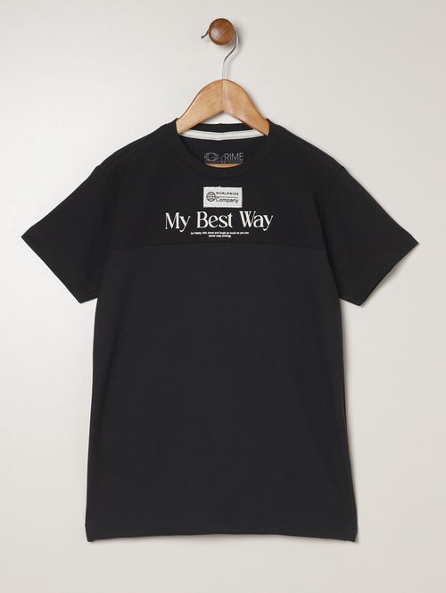 Camiseta Manga Curta Juvenil Para Menino - PRETO