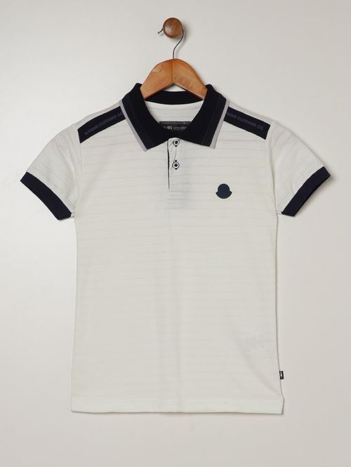 Polo Malha Manga Curta Juvenil Para Menino - OFF WHITE