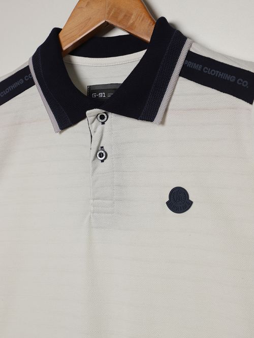 Polo Malha Manga Curta Juvenil Para Menino - OFF WHITE