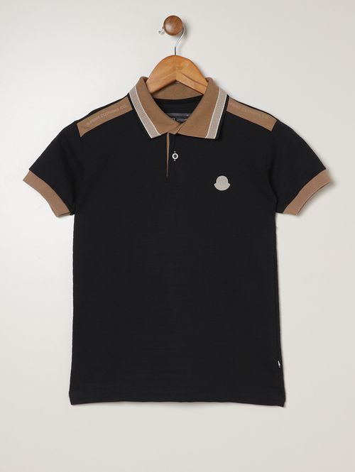 Polo Malha Manga Curta Juvenil Para Menino - PRETO