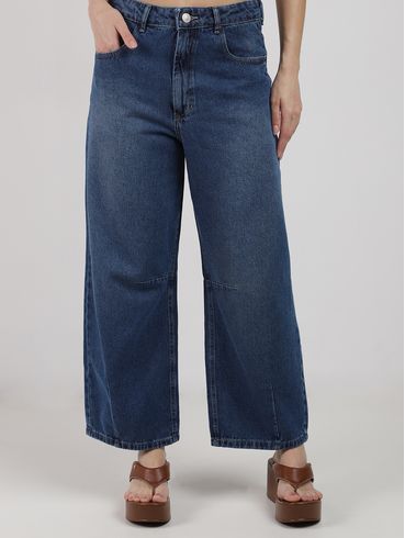 Calça Jeans Baggy Ballon Autentique Feminina AZUL