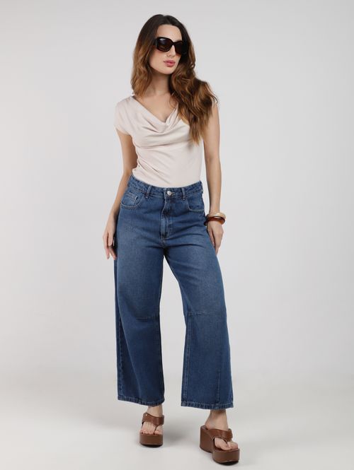 Calça Jeans Baggy Ballon Autentique Feminina AZUL