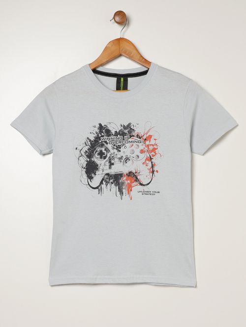 Camiseta Manga Curta Juvenil Para Menino - CINZA