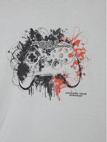 Camiseta Manga Curta Juvenil Para Menino - CINZA