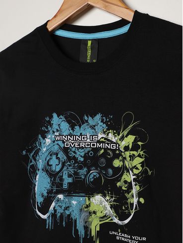 Camiseta Manga Curta Juvenil Para Menino - PRETO