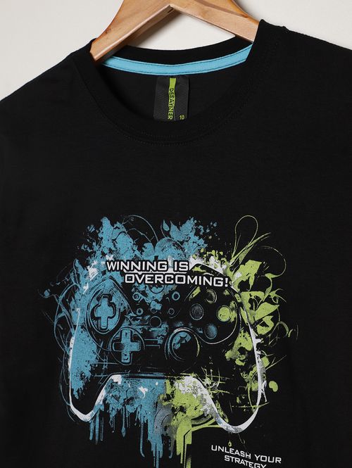 Camiseta Manga Curta Juvenil Para Menino - PRETO