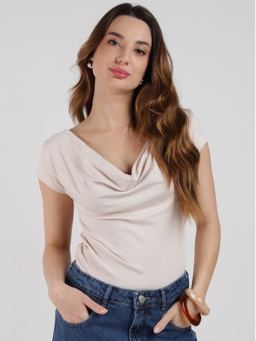 Blusa Gola Babado Eagle Rock Feminina BEGE