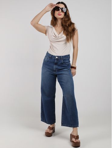 Blusa Gola Babado Eagle Rock Feminina BEGE