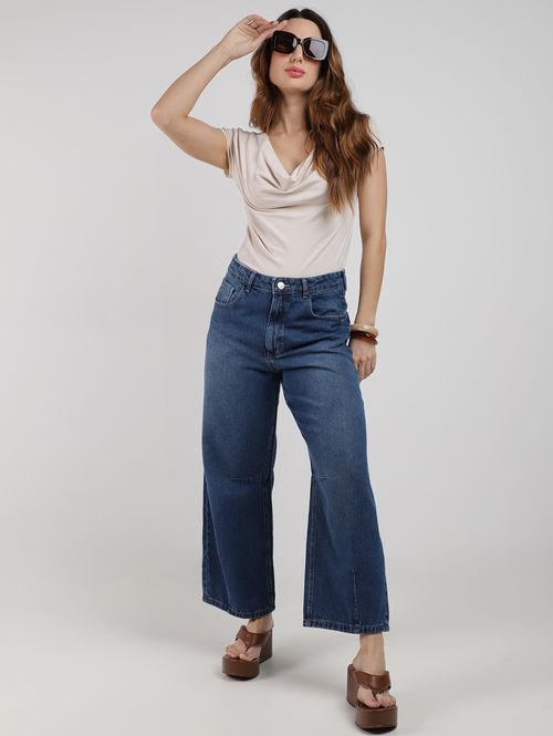 Blusa Gola Babado Eagle Rock Feminina BEGE