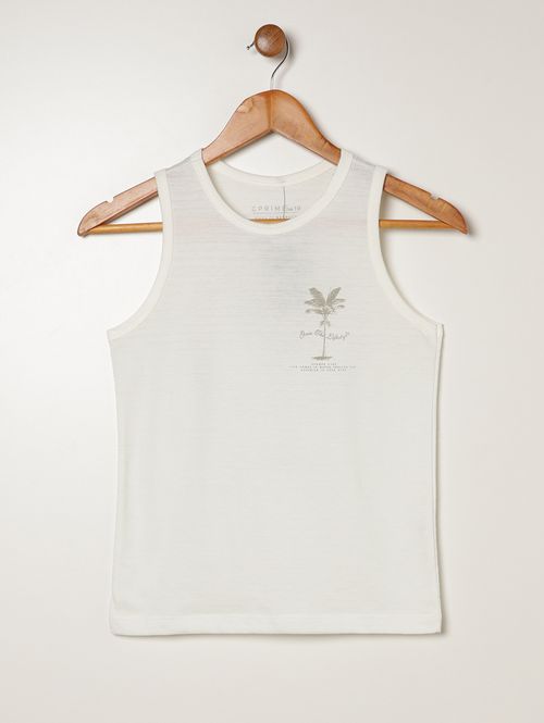 Camiseta Regata Juvenil Para Menino - OFF WHITE